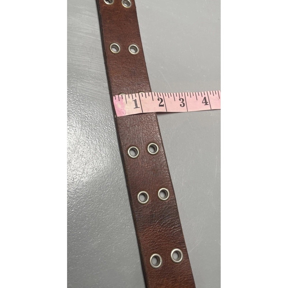 Aeropostale Studded Brown Leather Double Prong 9916 Belt Size L - Picture 10 of 13